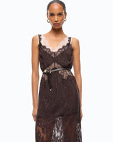 Midi slip dress with lace bands - | Pinko