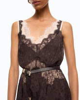 Midi slip dress with lace bands - | Pinko