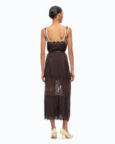 Robe nuisette mi-longue avec bandes en dentelle - Marron | Pinko