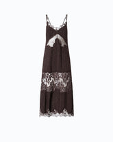 Midi slip dress with lace bands - | Pinko