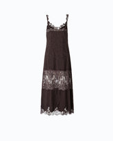 Midi slip dress with lace bands - | Pinko