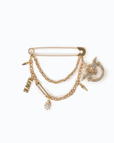 Spilla gioiello con doppia catena e charm - | Pinko