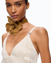 Vestido lencero largo con logotipo Love Birds extraíble - Beige | Pinko