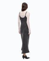 Vestido lencero largo con logotipo Love Birds extraíble - Negro | Pinko