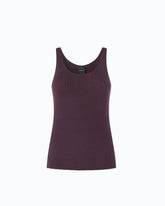 Canotta in lana merino a costine - | Pinko