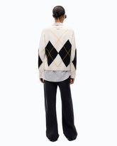 Jersey de lana y cachemira con maxirrombos - Multicolor Blanco-Negro | Pinko