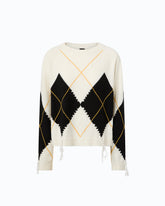 Jersey de lana y cachemira con maxirrombos - Multicolor Blanco-Negro | Pinko