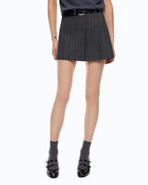 Pinstriped mini skirt with macro pleats - Multicolor Grey-Pink | Pinko