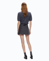 Pinstriped mini skirt with macro pleats - Multicolor Grey-Pink | Pinko