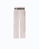 Pantaloni cropped in velluto con cintura in pelle - | Pinko
