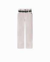 Pantaloni cropped in velluto con cintura in pelle - | Pinko