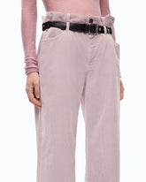 Pantalon cropped en velours avec ceinture en cuir - Rose | Pinko