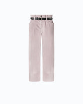 Cropped velvet trousers with leather belt - Pink | Pinko