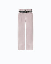 Pantalon cropped en velours avec ceinture en cuir - Rose | Pinko