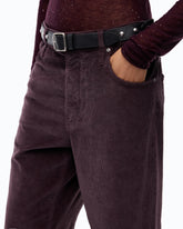Cropped-Hose aus Samt mit Gürtel aus Leder - | Pinko