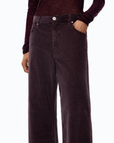Cropped-Hose aus Samt mit Gürtel aus Leder - | Pinko