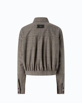 Check wool-blend cropped overshirt - | Pinko