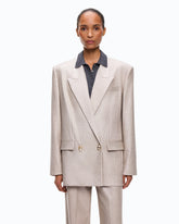 Giacca doppiopetto in Lana Metal con bottoni gioiello - Beige | Pinko