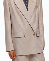 Giacca doppiopetto in Lana Metal con bottoni gioiello - Beige | Pinko