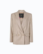Giacca doppiopetto in Lana Metal con bottoni gioiello - Beige | Pinko