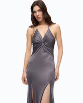 Robe nuisette longue avec nœud sur le devant - | Pinko