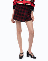 Wrap mini skirt with check pattern - | Pinko