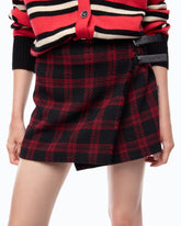 Wrap mini skirt with check pattern - | Pinko