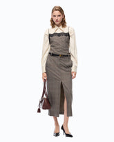 Gonna longuette in lana check - Multicolore Beige-Bordeaux-Nero | Pinko