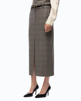 Check wool calf-length skirt - | Pinko