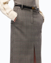 Check wool calf-length skirt - | Pinko