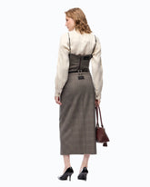 Check wool calf-length skirt - | Pinko