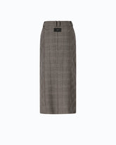 Check wool calf-length skirt - | Pinko