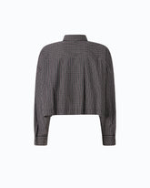 Camicia cropped a quadretti con cravatta - | Pinko