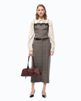 Check top with lace - Multicolor Beige-Bordeaux-Black | Pinko
