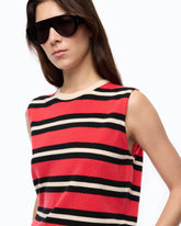 Pull sans manches en laine et cachemire - Multicolore Rouge-Noir | Pinko