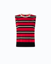 Pull sans manches en laine et cachemire - Multicolore Rouge-Noir | Pinko