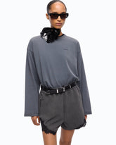 Faded-effect sweatshirt with Love Birds logo - | Pinko
