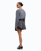 Faded-effect sweatshirt with Love Birds logo - | Pinko