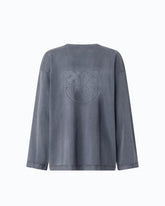 Faded-effect sweatshirt with Love Birds logo - Black | Pinko