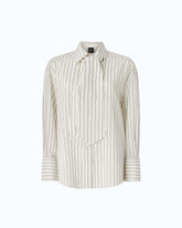 Striped shirt with tie - Multicolor Black-White | Pinko