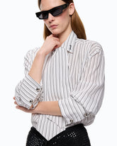 Camicia a righe con cravatta - | Pinko