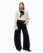 Camisa de popelina con corbata extraíble y lunares - Multicolor Negro-Blanco | Pinko