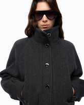 Caban in misto lana con collo alto e cintura - | Pinko