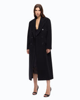 Long double-breasted coat in wool-blend fabric - | Pinko