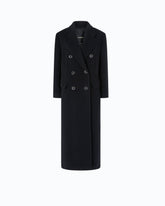 Long double-breasted coat in wool-blend fabric - | Pinko