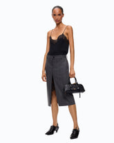 Calf-length dress with pinstriped skirt - | Pinko