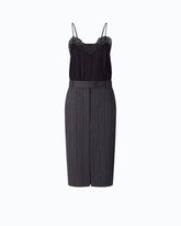 Calf-length dress with pinstriped skirt - | Pinko