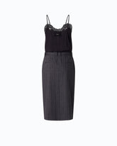 Calf-length dress with pinstriped skirt - | Pinko