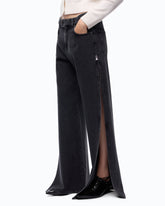 Wide-Leg-Jeans mit Seitenschlitzen - Schwarz | Pinko