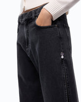 Wide-Leg-Jeans mit Seitenschlitzen - Schwarz | Pinko